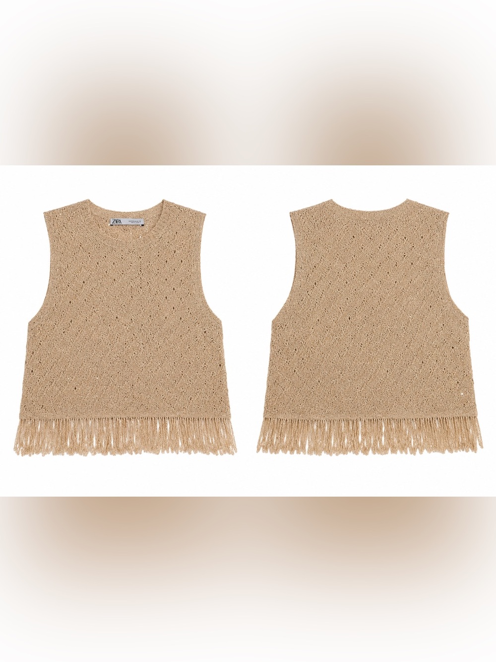ZARA Metallic Fringe Knit Sweater Tank Top – Size Medium - Picture 3 of 5